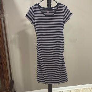 Liz Lange Maternity Black and Gray Striped T-Shirt Dress Size Small